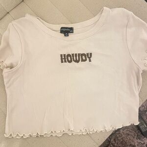 Zara Cream Crop Top with 'Howdy' Print